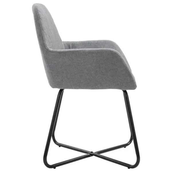 Helehallid käetugedega söögitoolid, 6 tk, kangas ja pulbervärvitud terasest jalad, 61 x 61 x 84 cm – 4