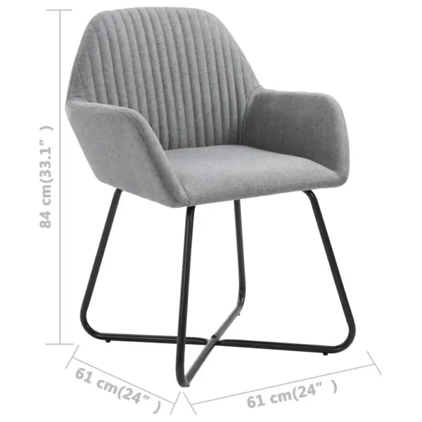 Helehallid käetugedega söögitoolid, 6 tk, kangas ja pulbervärvitud terasest jalad, 61 x 61 x 84 cm – 8