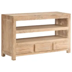Helepruun akaatsiapuidust telerikapp 2 riiuli ja 3 sahtliga 90 x 30 x 55 cm