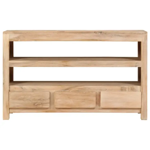 Helepruun akaatsiapuidust telerikapp 2 riiuli ja 3 sahtliga 90 x 30 x 55 cm – 2