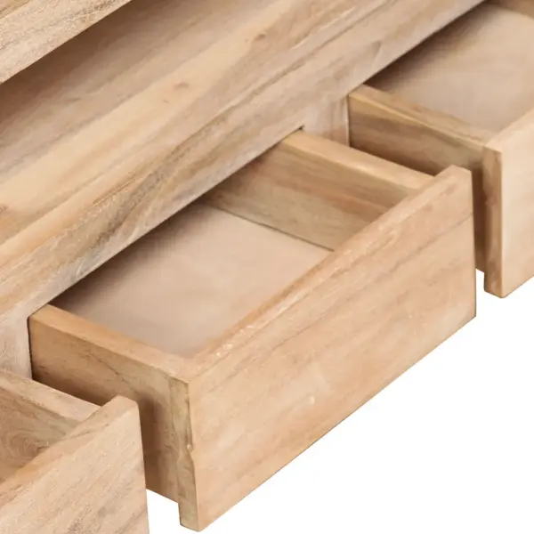 Helepruun akaatsiapuidust telerikapp 2 riiuli ja 3 sahtliga 90 x 30 x 55 cm – 5