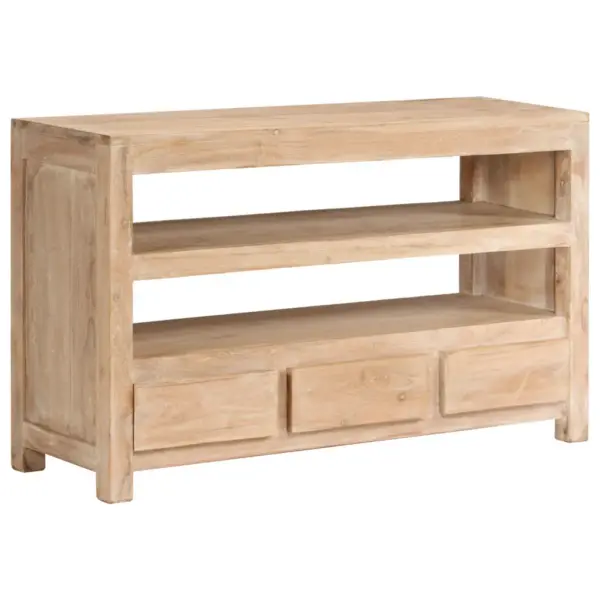Helepruun akaatsiapuidust telerikapp 2 riiuli ja 3 sahtliga 90 x 30 x 55 cm – 6