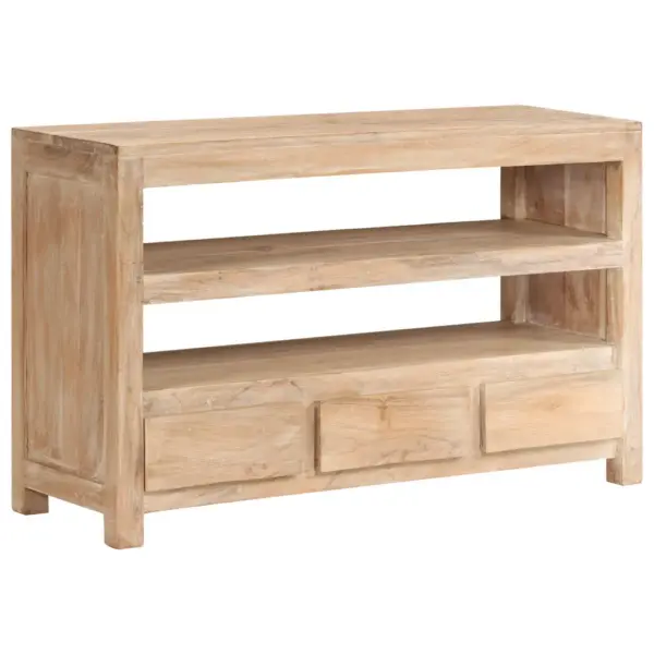 Helepruun akaatsiapuidust telerikapp 2 riiuli ja 3 sahtliga 90 x 30 x 55 cm – 7