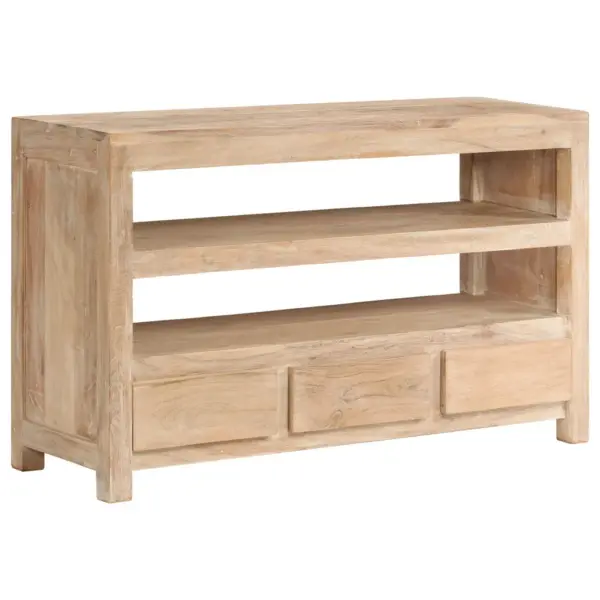 Helepruun akaatsiapuidust telerikapp 2 riiuli ja 3 sahtliga 90 x 30 x 55 cm – 8