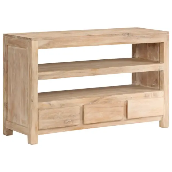 Helepruun akaatsiapuidust telerikapp 2 riiuli ja 3 sahtliga 90 x 30 x 55 cm – 9