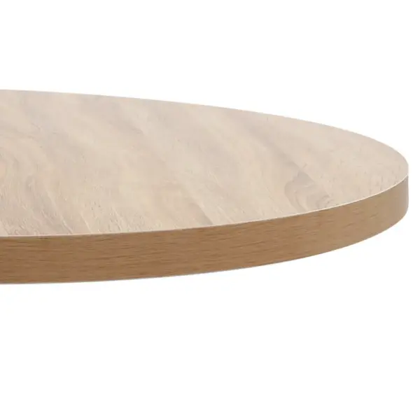 Ümmargune bistroolaud helepruuni MDF-plaadiga, 80 cm, must terasjalg – 4