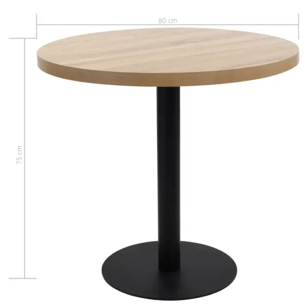 Ümmargune bistroolaud helepruuni MDF-plaadiga, 80 cm, must terasjalg – 5