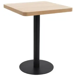 Helepruun ruudukujuline bistroolaud kahele, MDF lauaplaat ja must terasjalg, 60 x 60 x 75 cm