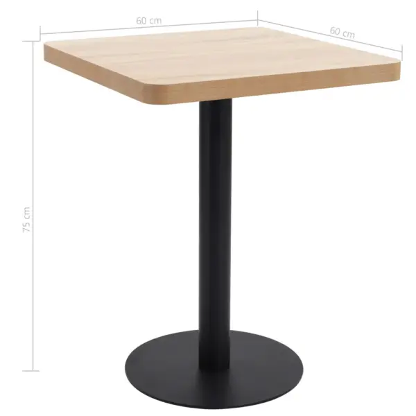 Helepruun ruudukujuline bistroolaud kahele, MDF lauaplaat ja must terasjalg, 60 x 60 x 75 cm - 6