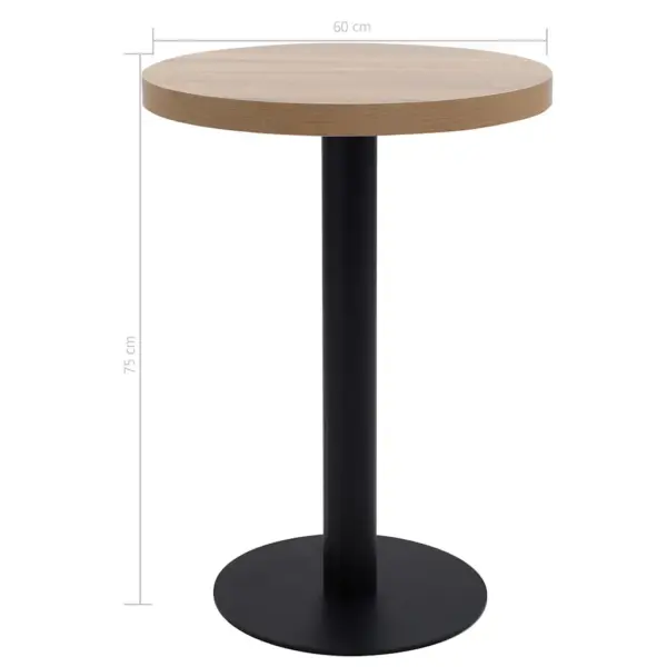 Helepruuni MDF lauaplaadiga bistroolaud musta terasjalaga, diameeter 60 cm, kõrgus 75 cm - 5