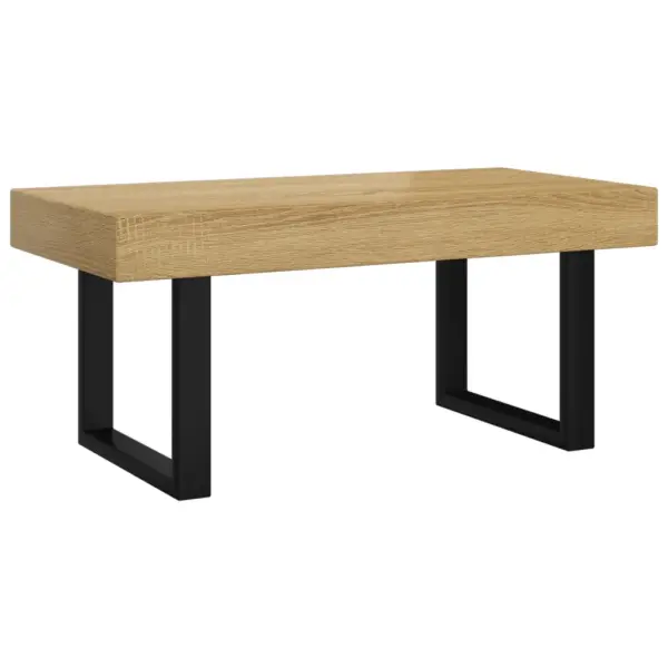 Helepruun kohvilaud mustade metalljalgadega, spoonitud MDF, 90 x 45 x 40 cm - 2