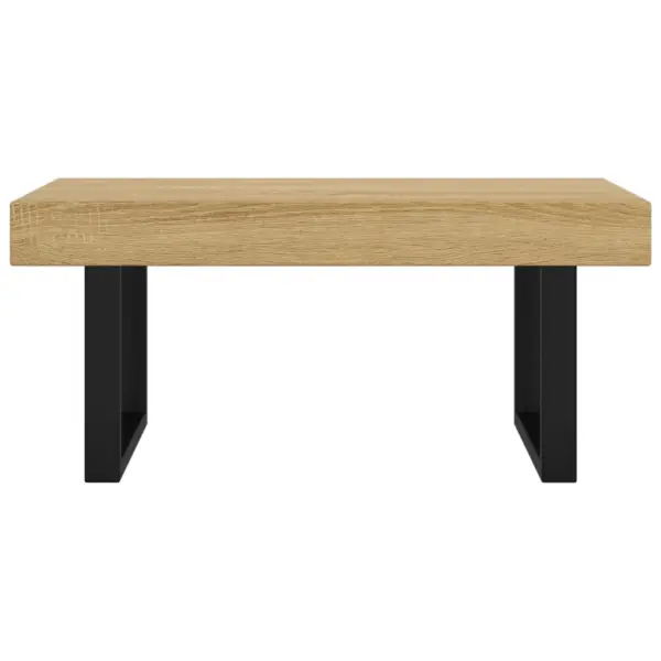 Helepruun kohvilaud mustade metalljalgadega, spoonitud MDF, 90 x 45 x 40 cm - 3