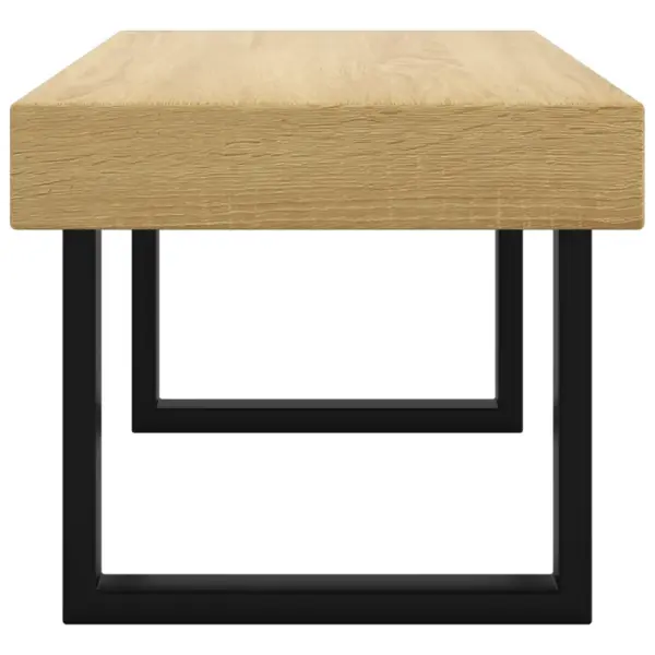 Helepruun kohvilaud mustade metalljalgadega, spoonitud MDF, 90 x 45 x 40 cm - 4