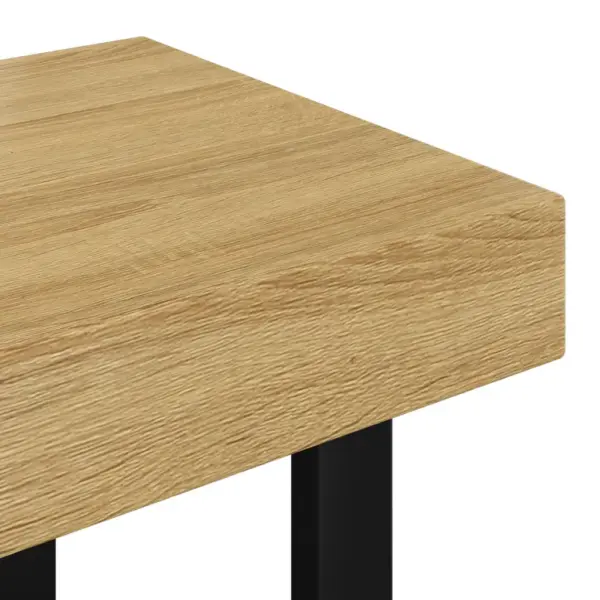 Helepruun kohvilaud mustade metalljalgadega, spoonitud MDF, 90 x 45 x 40 cm - 5
