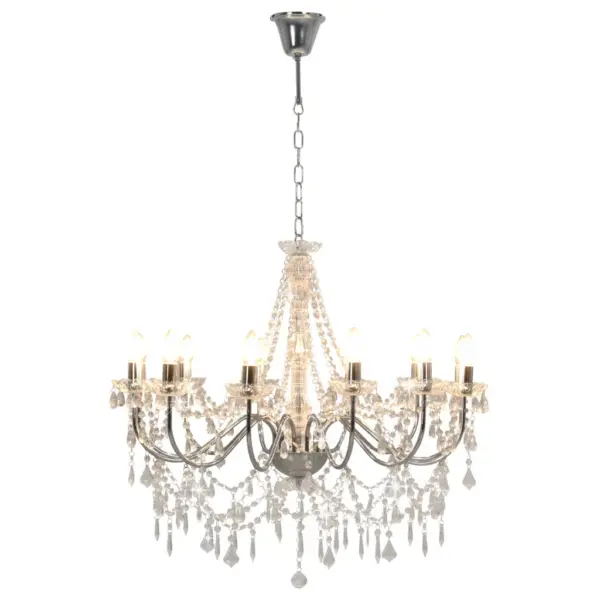 Helmestega laelühter, hõbedane metallraam, akrüülhelmed, 12 x E14 pirnipesa, 80 x 75 cm – 2