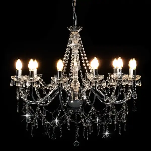 Helmestega laelühter, hõbedane metallraam, akrüülhelmed, 12 x E14 pirnipesa, 80 x 75 cm – 3