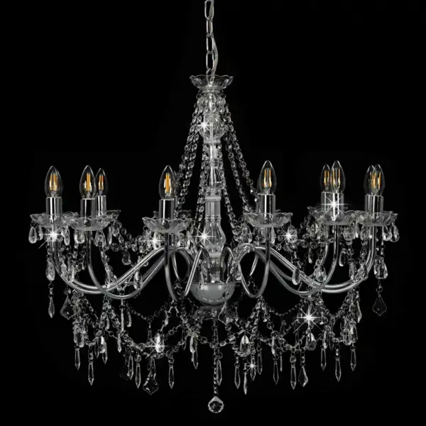 Helmestega laelühter, hõbedane metallraam, akrüülhelmed, 12 x E14 pirnipesa, 80 x 75 cm – 4