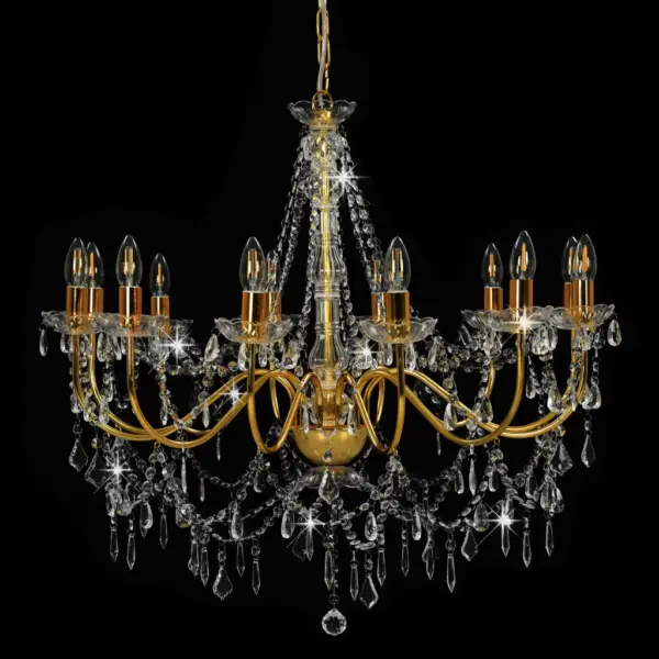 Helmestega lühter 12 x E14 pirnile, kuldne metall, 80 x 75 cm – 4