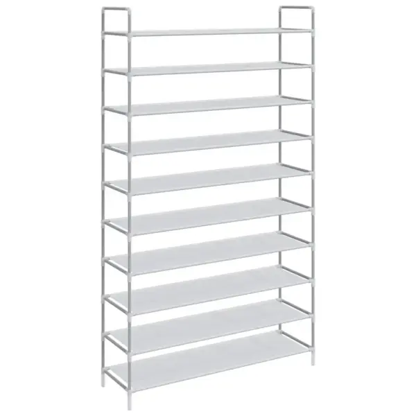 10 riiuliga kingariiul metallraamiga, lausriidest tasapindadega, hõbedane, 100 x 29,5 x 170 cm – 2