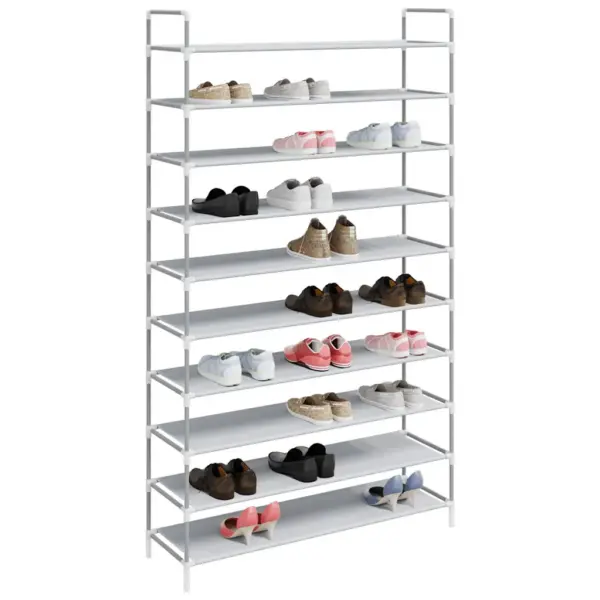 10 riiuliga kingariiul metallraamiga, lausriidest tasapindadega, hõbedane, 100 x 29,5 x 170 cm – 3