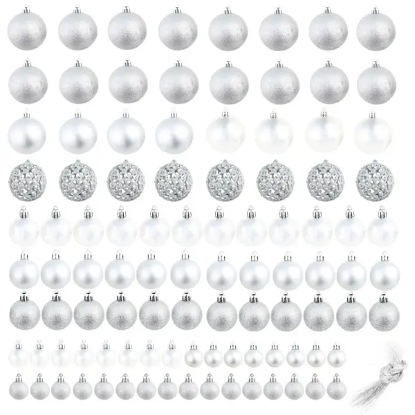 100-osaline hõbedane jõulukuulide komplekt, plast, 3/4/6 cm – 2