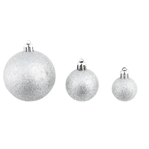 100-osaline hõbedane jõulukuulide komplekt, plast, 3/4/6 cm – 4