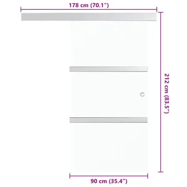 Mattklaasist liuguks alumiiniumsiiniga, hõbedane, 90 x 212 cm - 7