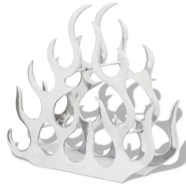 Leegikujuline hõbedane veiniriiul 11 pudelile, alumiinium, 61 x 14 x 53 cm – 2