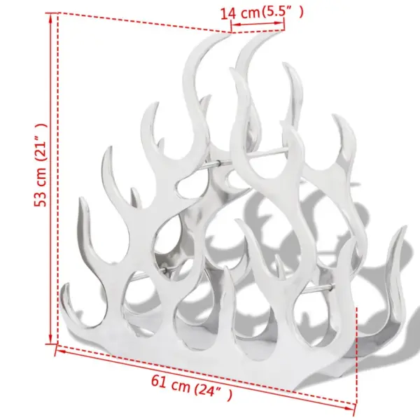 Leegikujuline hõbedane veiniriiul 11 pudelile, alumiinium, 61 x 14 x 53 cm – 5