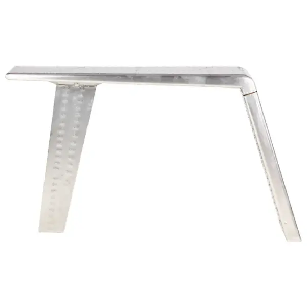 Lennukitiiva disainiga kirjutuslaud, hõbedane metall, 112 x 50 x 76 cm – 2