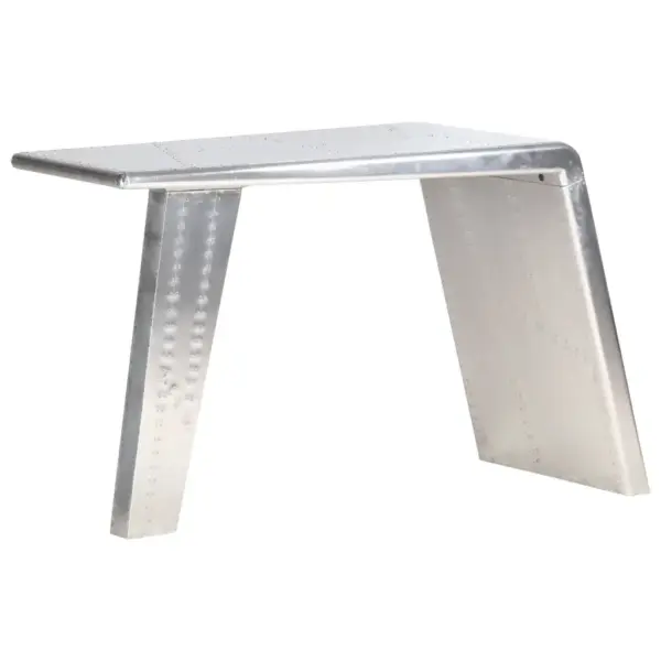 Lennukitiiva disainiga kirjutuslaud, hõbedane metall, 112 x 50 x 76 cm – 11