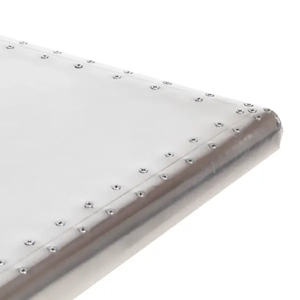Lennukitiiva disainiga kirjutuslaud, hõbedane metall, 112 x 50 x 76 cm – 5