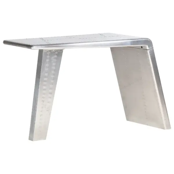 Lennukitiiva disainiga kirjutuslaud, hõbedane metall, 112 x 50 x 76 cm – 9