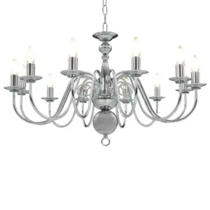 Hõbedane metallist lühter 12 x E14 pirnile, 80 x 45 cm