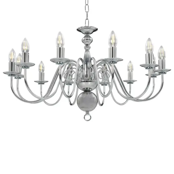 Hõbedane metallist lühter 12 x E14 pirnile, 80 x 45 cm – 2