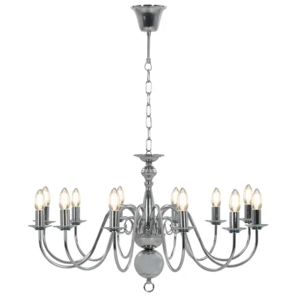 Hõbedane metallist lühter 12 x E14 pirnile, 80 x 45 cm – 3
