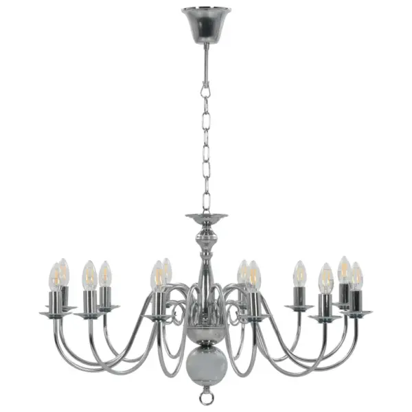 Hõbedane metallist lühter 12 x E14 pirnile, 80 x 45 cm – 4
