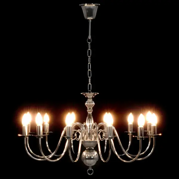 Hõbedane metallist lühter 12 x E14 pirnile, 80 x 45 cm – 5