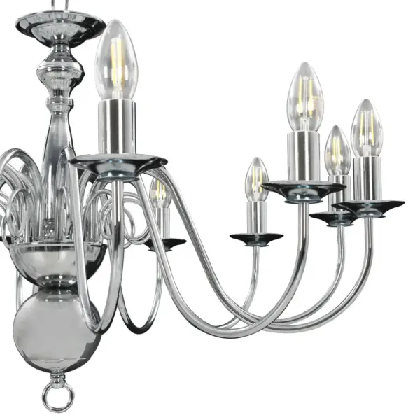Hõbedane metallist lühter 12 x E14 pirnile, 80 x 45 cm – 6