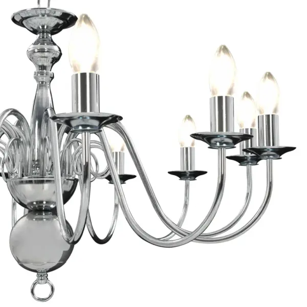 Hõbedane metallist lühter 12 x E14 pirnile, 80 x 45 cm – 7