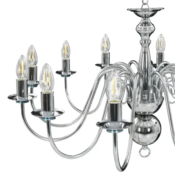 Hõbedane metallist lühter 12 x E14 pirnile, 80 x 45 cm – 8