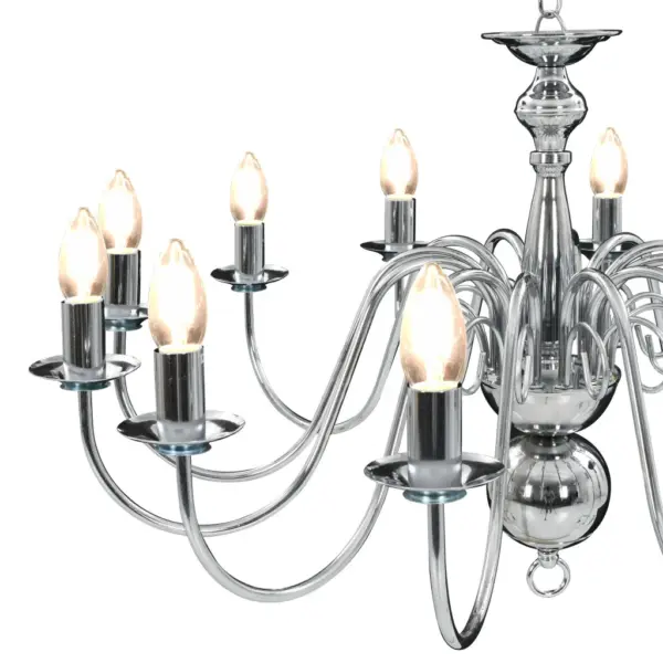 Hõbedane metallist lühter 12 x E14 pirnile, 80 x 45 cm – 9