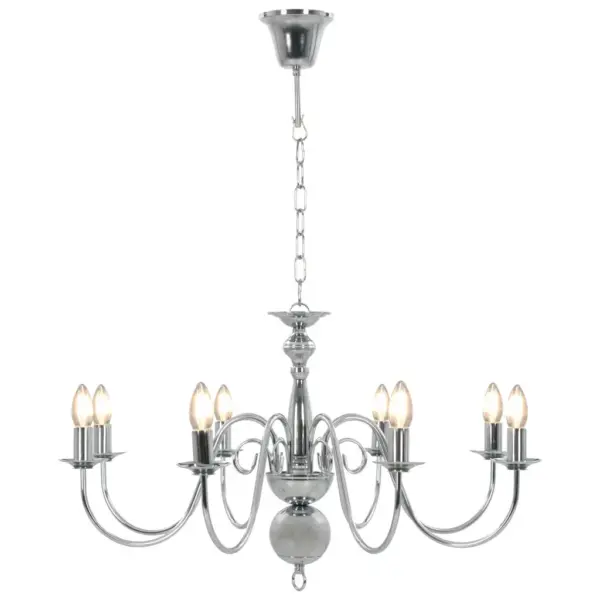 Metallist hõbedane lühter 8 x E14 pirnile, 80 x 45 cm – 4