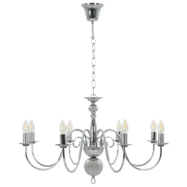 Metallist hõbedane lühter 8 x E14 pirnile, 80 x 45 cm – 5
