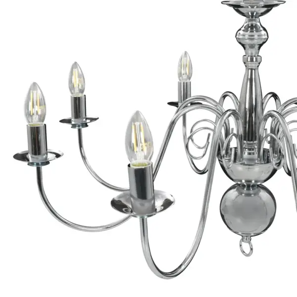 Metallist hõbedane lühter 8 x E14 pirnile, 80 x 45 cm – 8