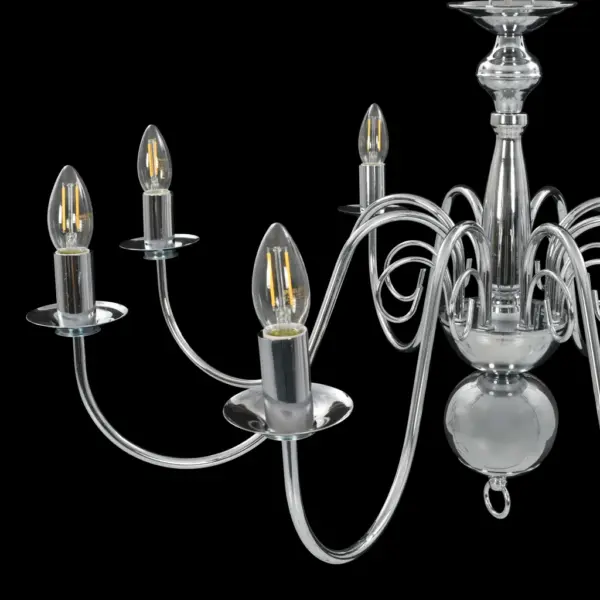 Metallist hõbedane lühter 8 x E14 pirnile, 80 x 45 cm – 9
