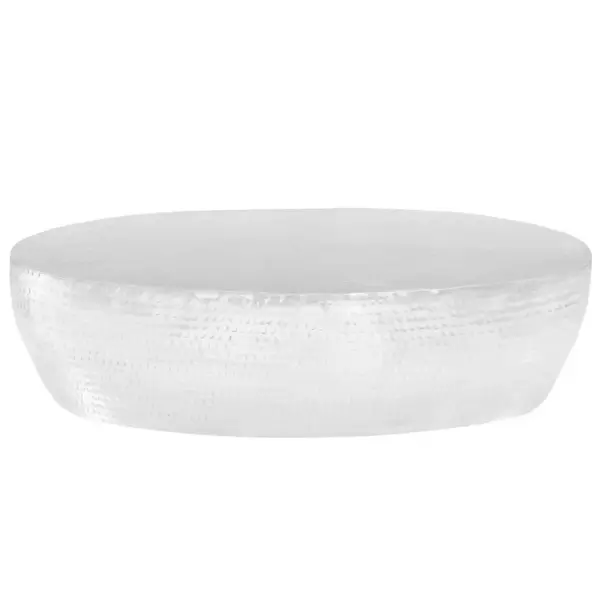 Ovaalne sepistatud alumiiniumist kohvilaud, hõbedane, 100 x 50 x 28 cm – 2