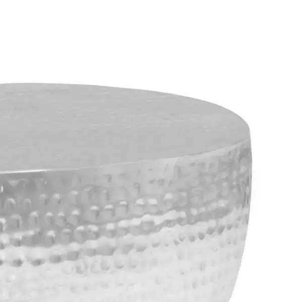 Ovaalne sepistatud alumiiniumist kohvilaud, hõbedane, 100 x 50 x 28 cm – 7