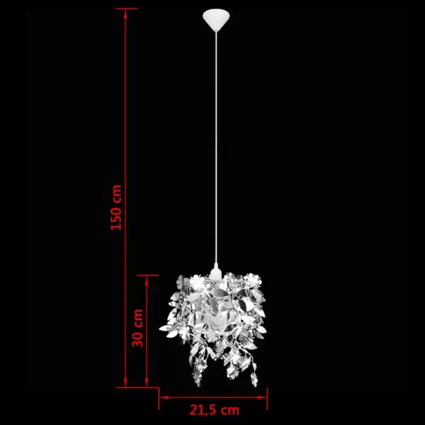 Hõbedane rippuv dekoratiivne lühter lehekujuliste PVC-helmestega, 21,5 x 30 cm, E27 – 9