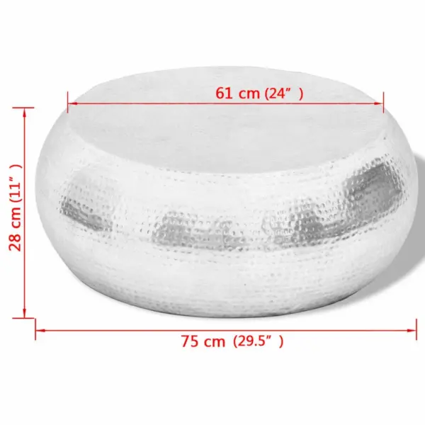 Hõbedane sepistatud alumiiniumist kohvilaud, käsitsi valmistatud, 75 x 28 cm – 4